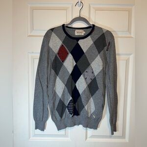 Men's Gray Argyle Crewneck Sweater